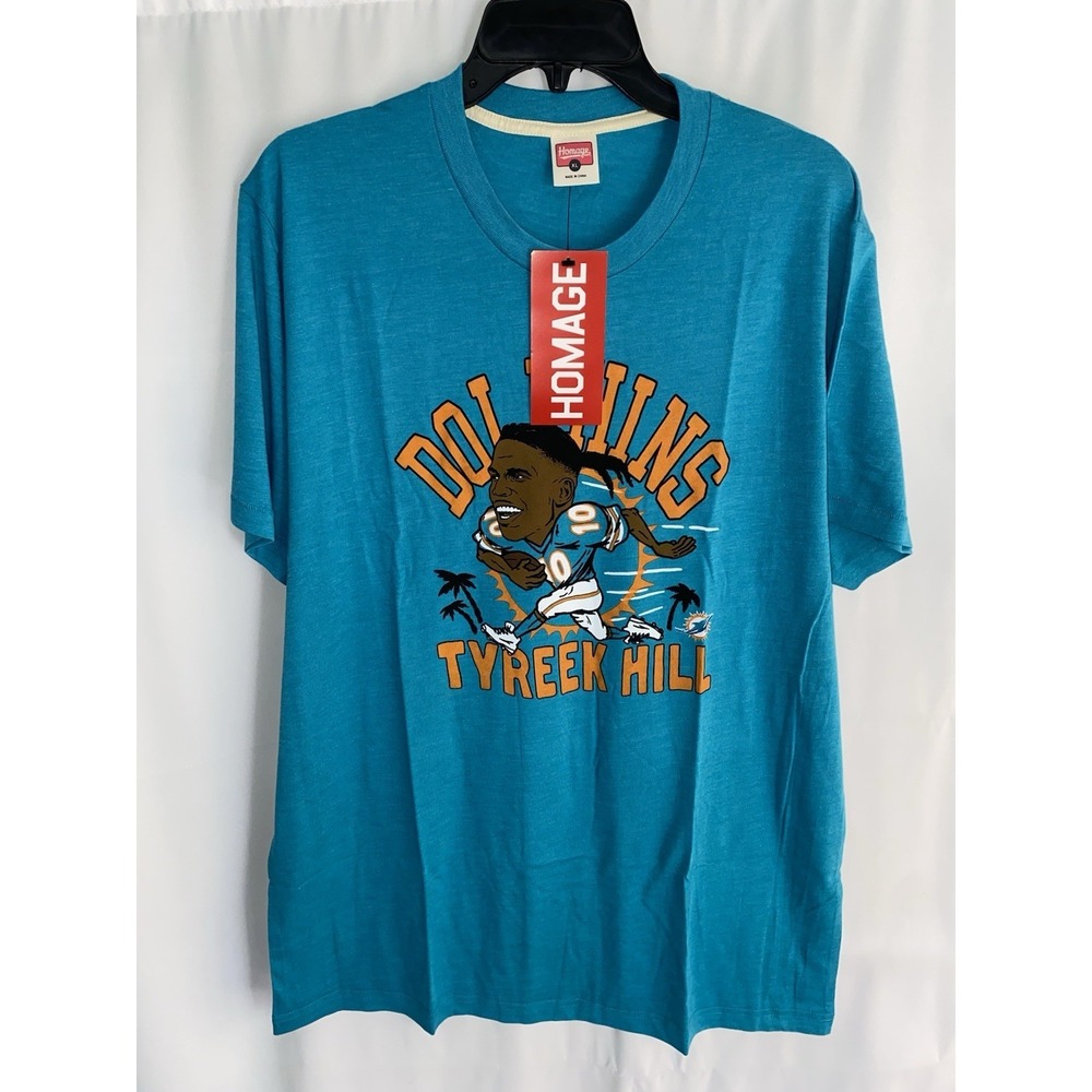 NWT Homage‎ Tyreek Hill Miami Dolphins Caricature Aqua T Shirt XL